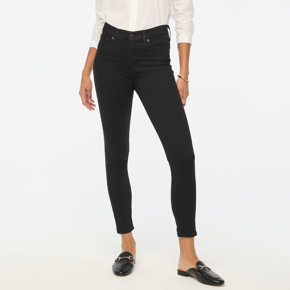 NWT J. Crew 9" Mid-rise Skinny Jeans Signature Stretch Black Womens Size 28